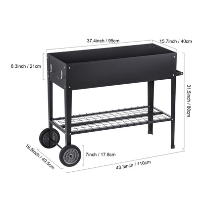 Black Iron Raised Garden Bed for Patio and Poolside Gardening