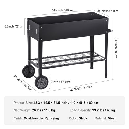 Black Iron Raised Garden Bed for Patio and Poolside Gardening