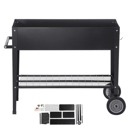 Raised Garden Bed, 42.5 x 19.5 x 31.5 inch Galvanized Metal Planter Box, Elevated Outdoor Planting Boxes with Legs, for Growing Flowers/Vegetables/Herbs in Backyard/Garden/Patio/Balcony, Black