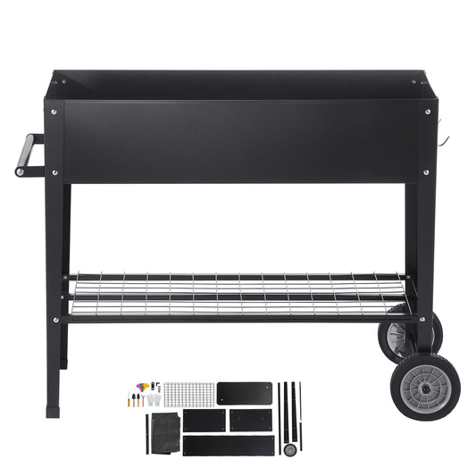 Raised Garden Bed, 42.5 x 19.5 x 31.5 inch Galvanized Metal Planter Box, Elevated Outdoor Planting Boxes with Legs, for Growing Flowers/Vegetables/Herbs in Backyard/Garden/Patio/Balcony, Black