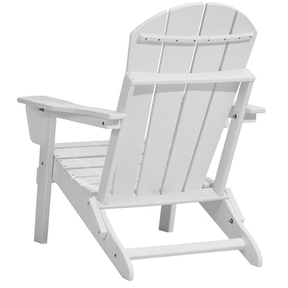 Folding Adirondack Chairs Set of 2 - White HDPE Weather Resistant for Outdoor