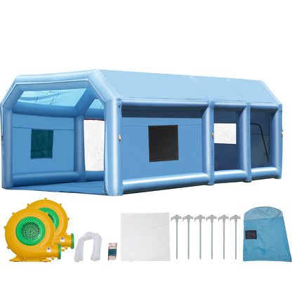 Inflatable Paint Booth, 32.8 x 21 x 14.8 ft Inflatable Spray Booth, with 1100W+750W Powerful Blowers and Air Filter System, Portable Car Paint Booth for Large Truck, Large Van, Large Machinery