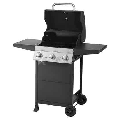 3 Burner Propane Gas Grill - 338 Sq. In. Black Carbon Steel