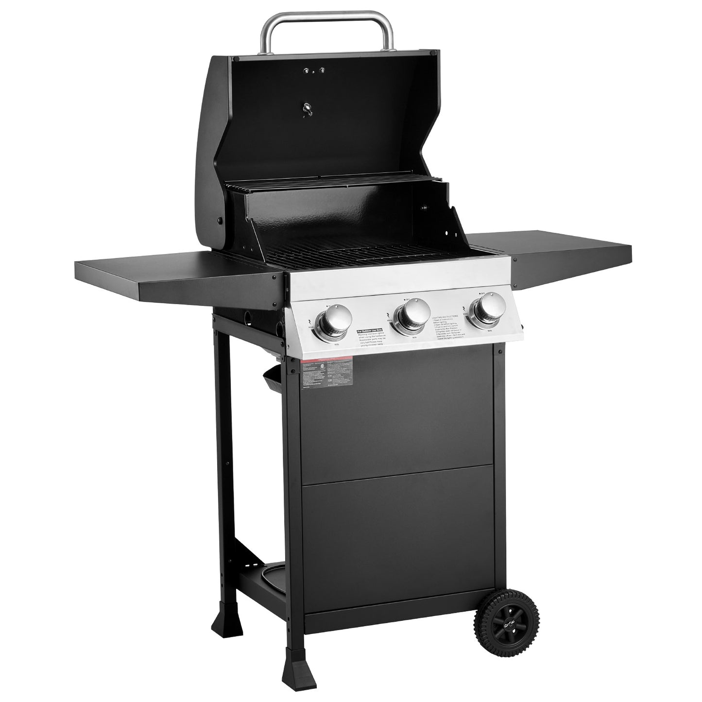 3 Burner Propane Gas Grill - 338 Sq. In. Black Carbon Steel