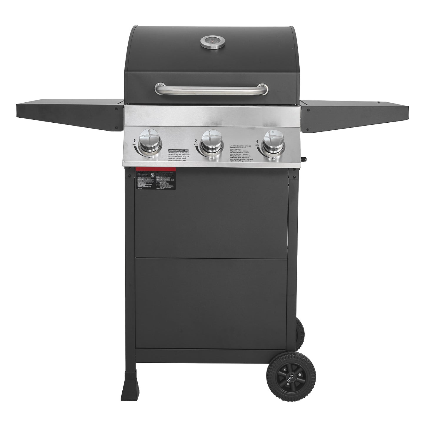 3 Burner Propane Gas Grill - 338 Sq. In. Black Carbon Steel