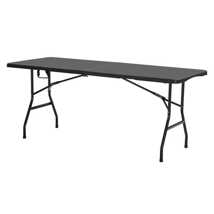 6ft Black Carbon Steel Folding Table - Outdoor Picnic Table