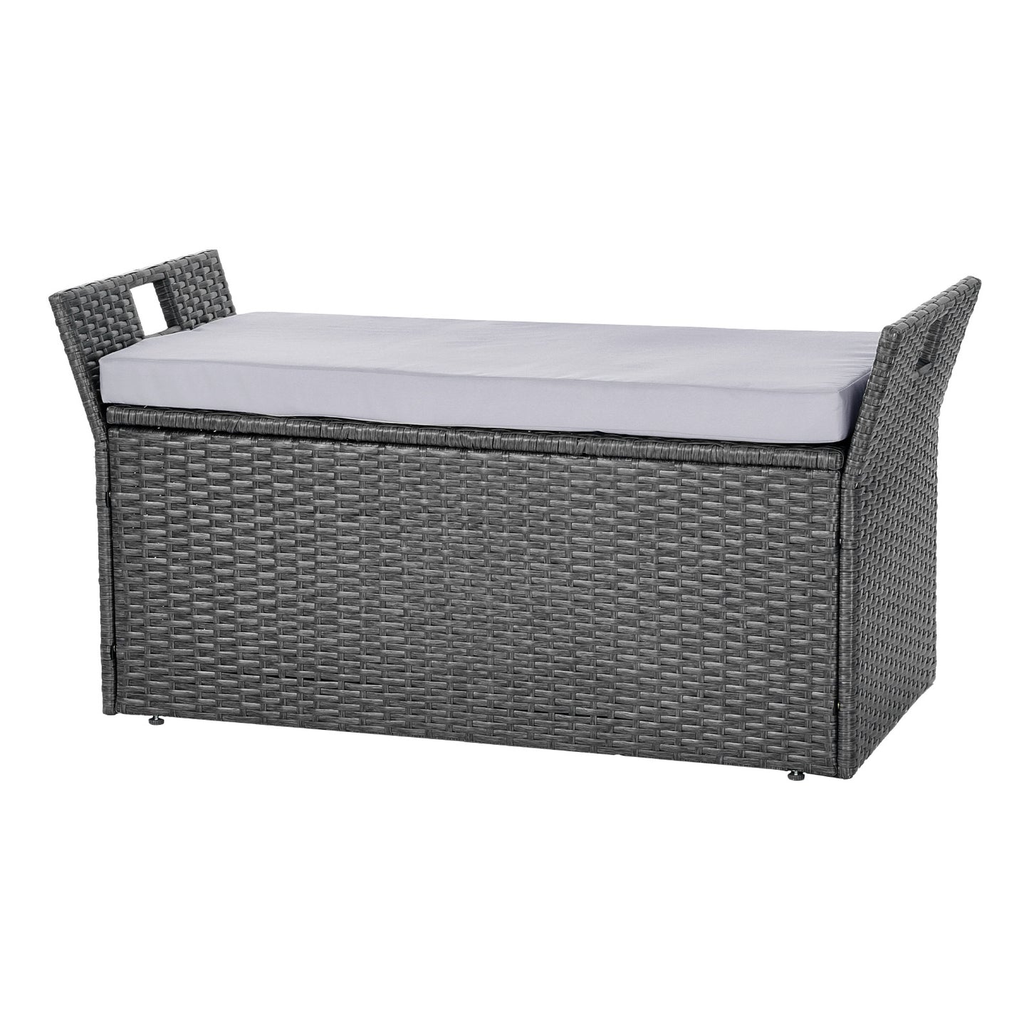 Gray Metal Outdoor Storage Bench Seat with Cushion