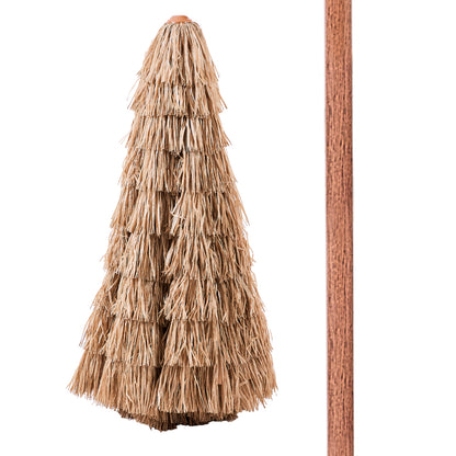 9 Ft Natural Polypropylene Tiki Umbrella for Poolside Patio