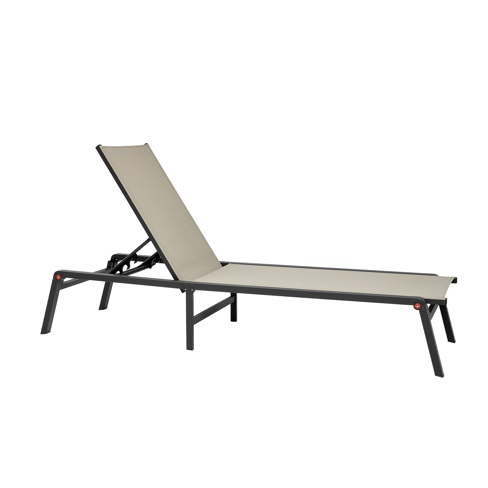 Khaki Aluminium Alloy Foldable Chaise Lounge for Poolside Relaxation