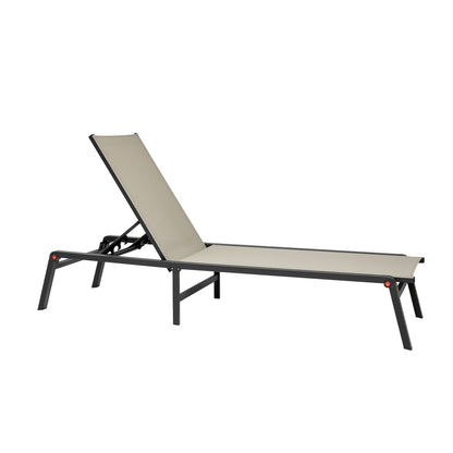 Khaki Aluminium Alloy Foldable Chaise Lounge for Poolside Relaxation