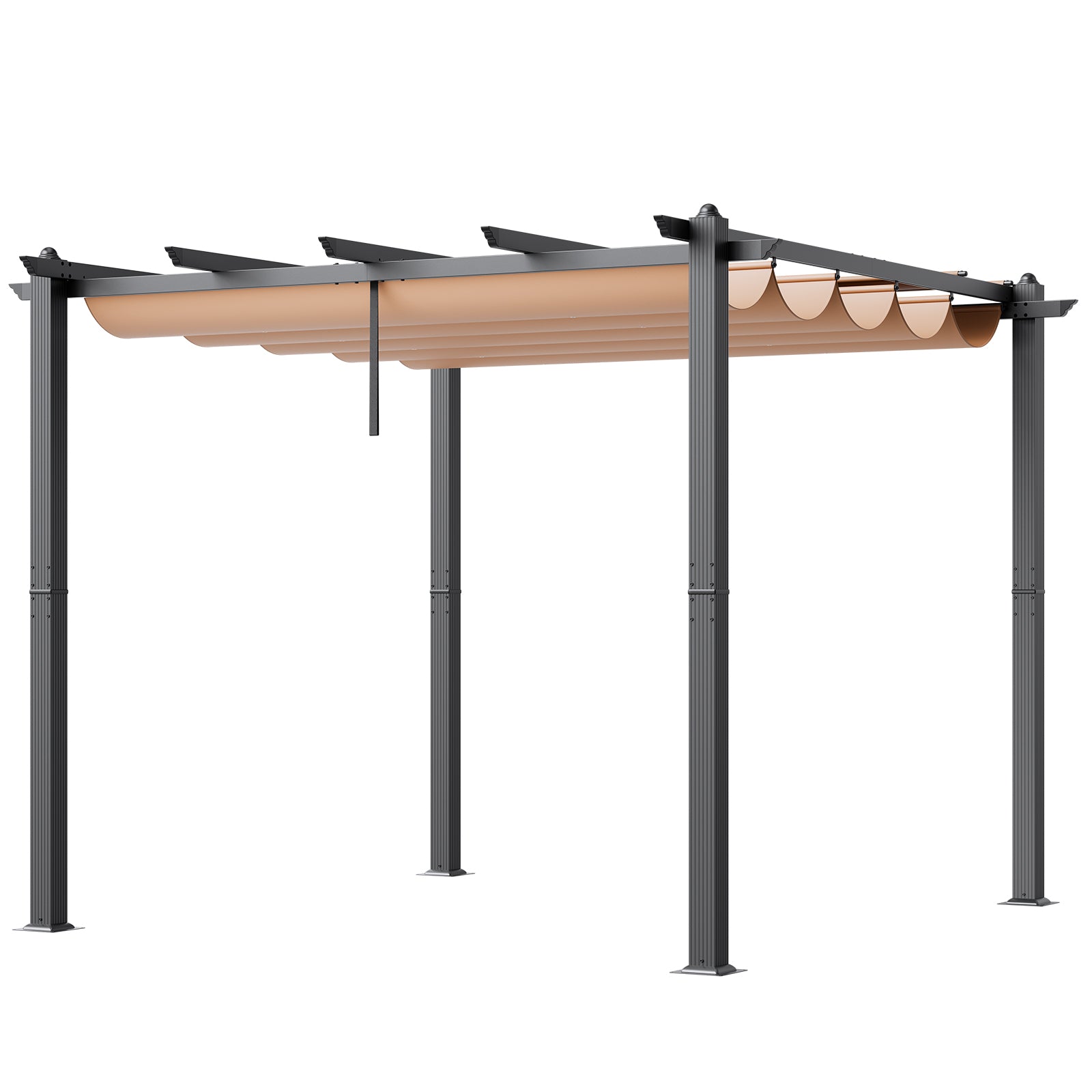 10'x10' Retractable Pergola - Black+Grey Aluminum Alloy