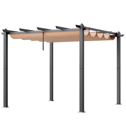 10'x10' Retractable Pergola - Black+Grey Aluminum Alloy