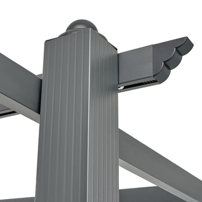 10'x10' Retractable Pergola - Black+Grey Aluminum Alloy