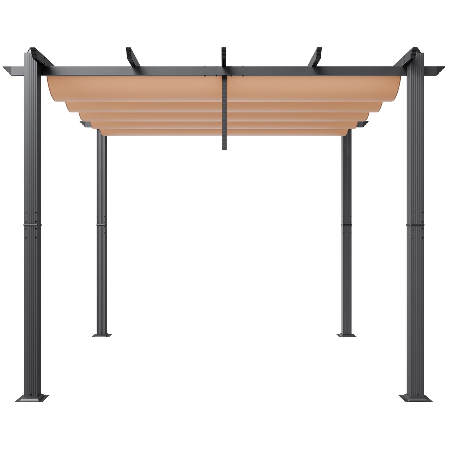 10'x10' Retractable Pergola - Black+Grey Aluminum Alloy