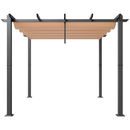 10'x10' Retractable Pergola - Black+Grey Aluminum Alloy