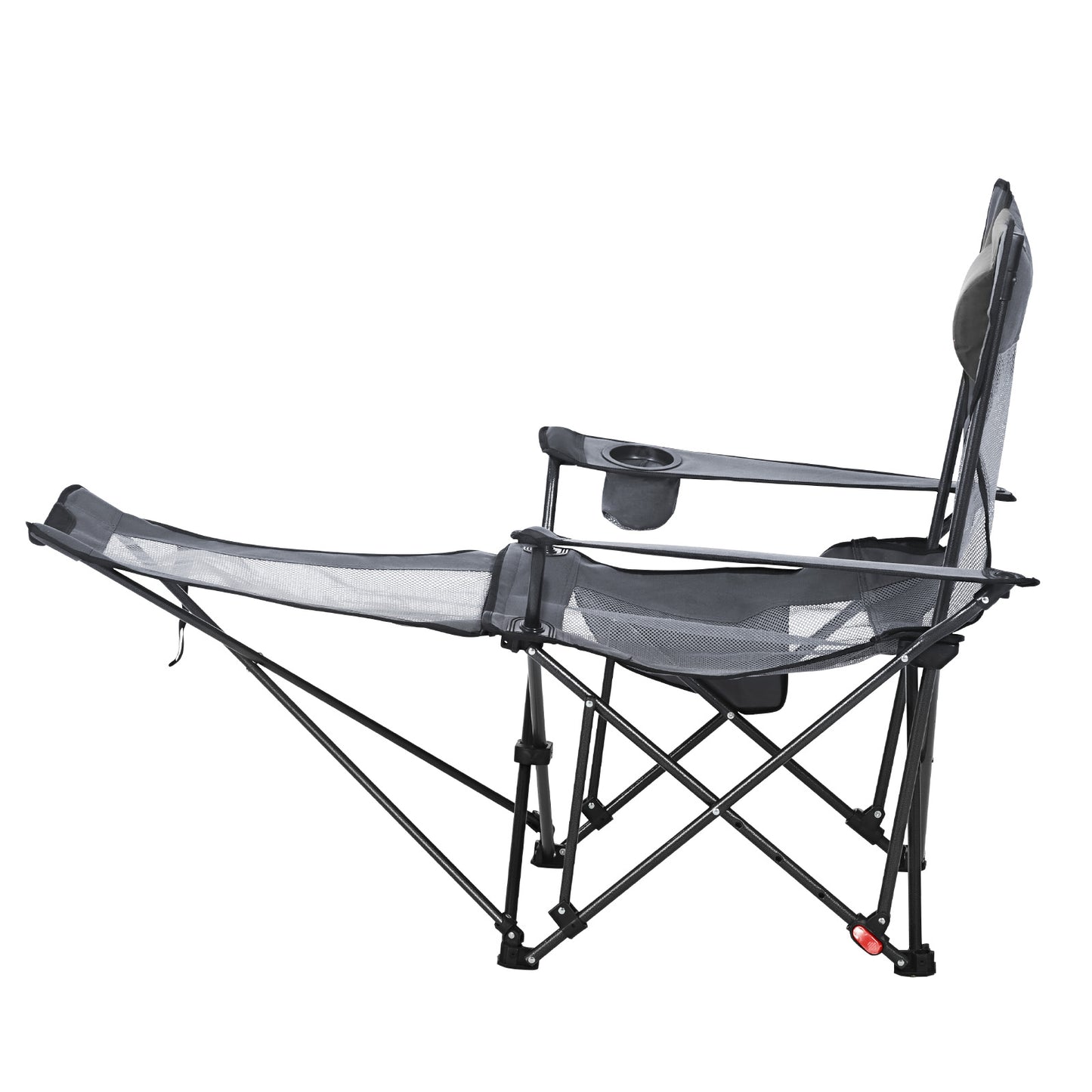 Gray Reclining Camping Chair - 4 Positions, Folding Lounger for Adults