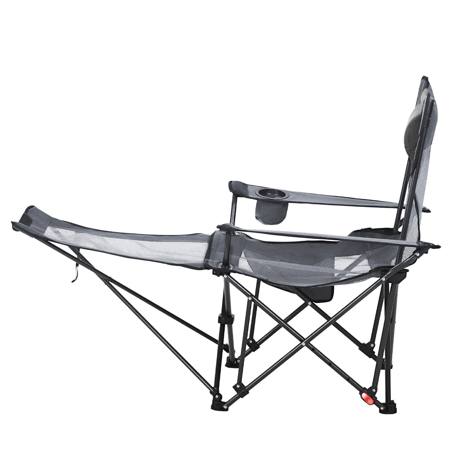 Gray Reclining Camping Chair - 4 Positions, Folding Lounger for Adults
