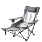 Reclining Camping Chair, 4 Adjustable Positions, Portable Folding Lounger for Adults, Mesh Beach Chair with Headrest & Foot Rest, Supports 220 lbs, Heavy Duty Camp Chairs for Patio, Gray