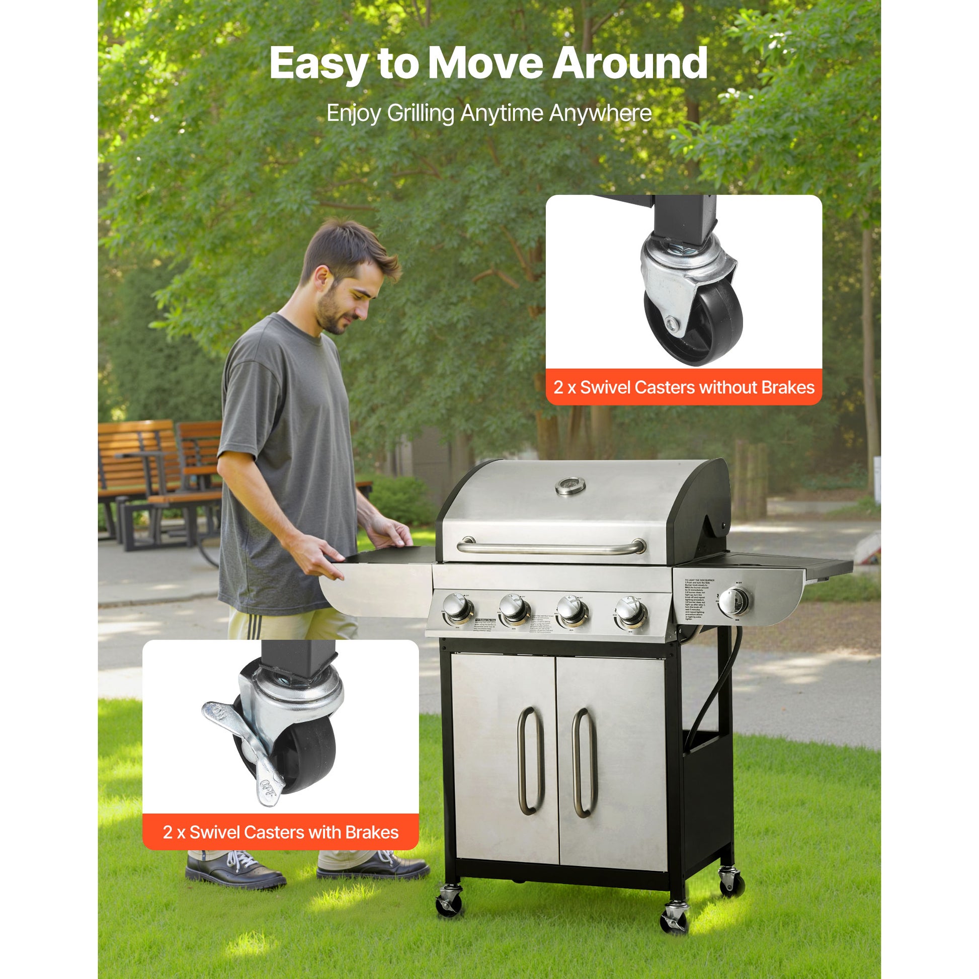 4 Burner Propane Gas Grill - 52,000 BTU Stainless Steel