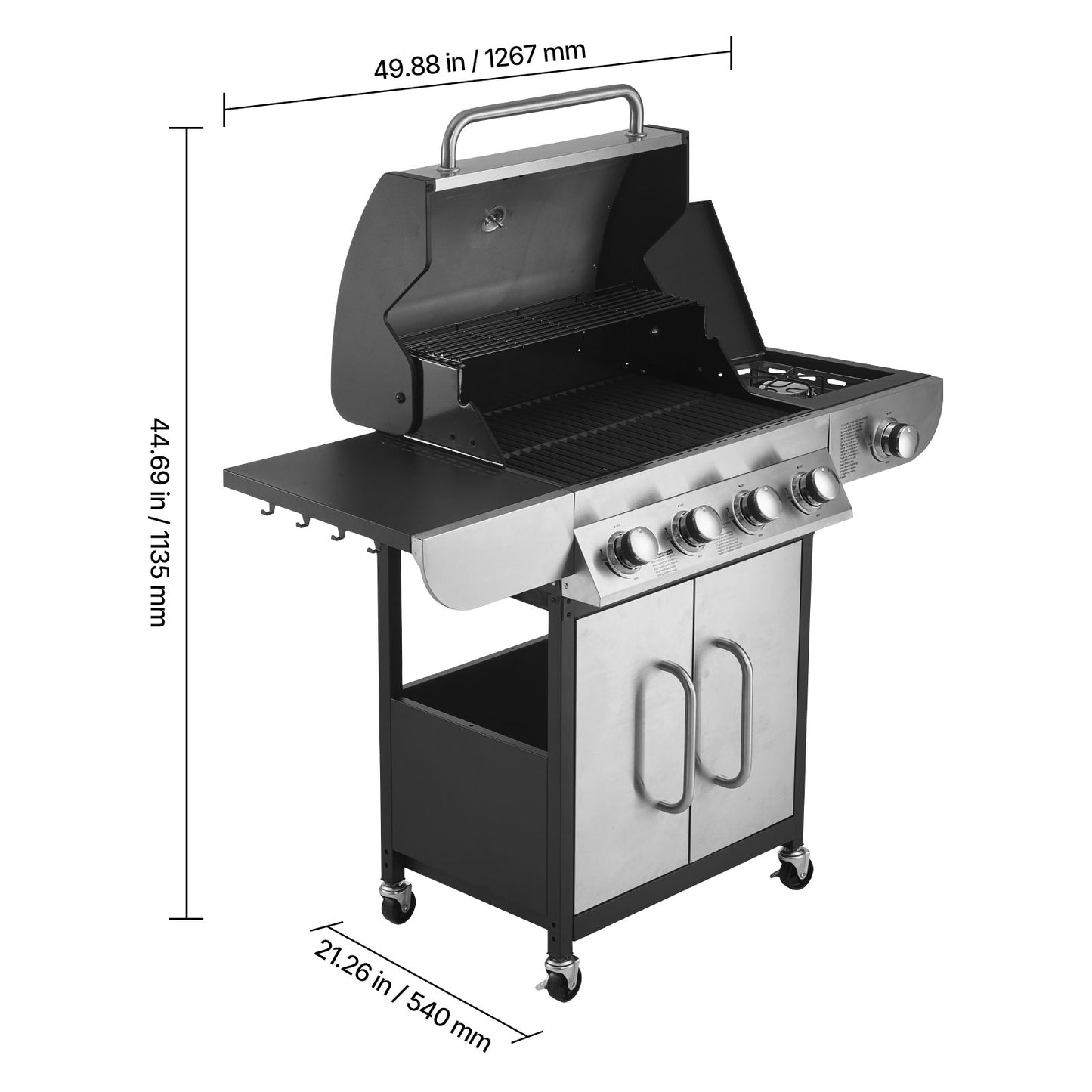 4 Burner Propane Gas Grill - 52,000 BTU Stainless Steel