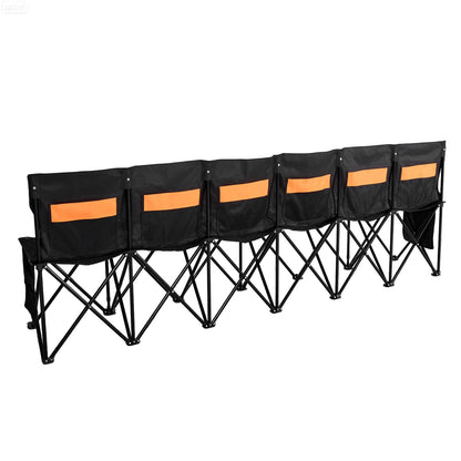 6-Person Folding Iron Bench - Outdoor Patio Seating
