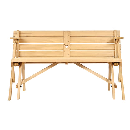 2-in-1 Wooden Picnic Table Bench Set Outdoor