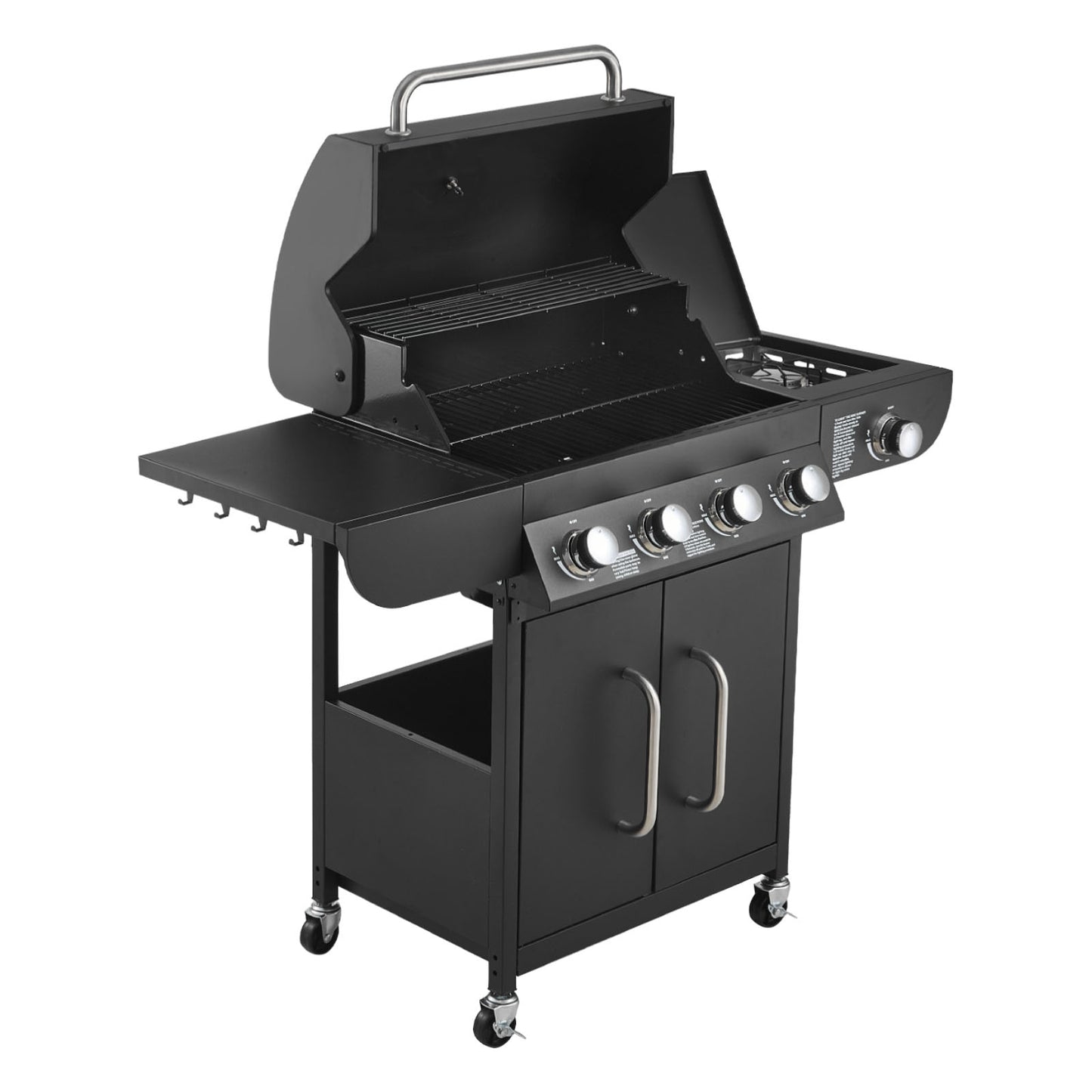 4 Burner Gas Grill - 52,000 BTU Carbon Steel Outdoor BBQ Grills