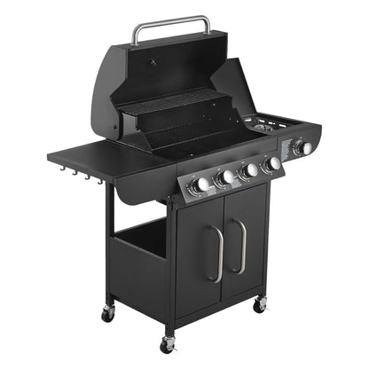 4 Burner Gas Grill - 52,000 BTU Carbon Steel Outdoor BBQ Grills