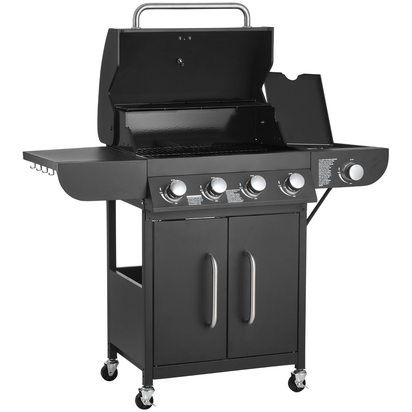 4 Burner Gas Grill - 52,000 BTU Carbon Steel Outdoor BBQ Grills