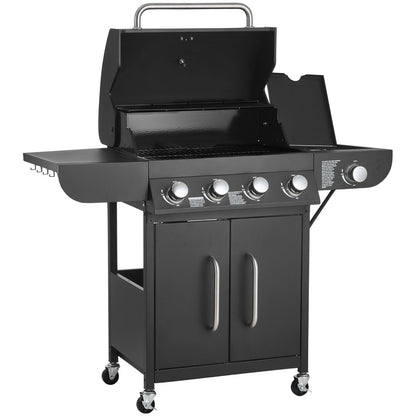4 Burner Gas Grill - 52,000 BTU Carbon Steel Outdoor BBQ Grills