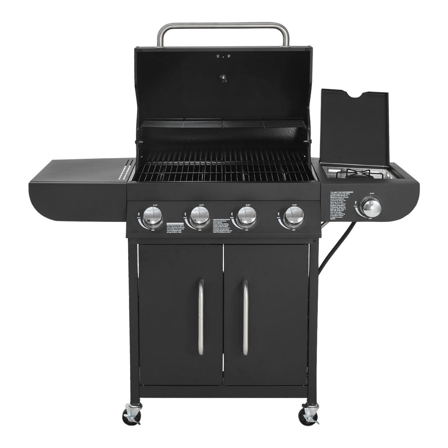 4 Burner Gas Grill - 52,000 BTU Carbon Steel Outdoor BBQ Grills