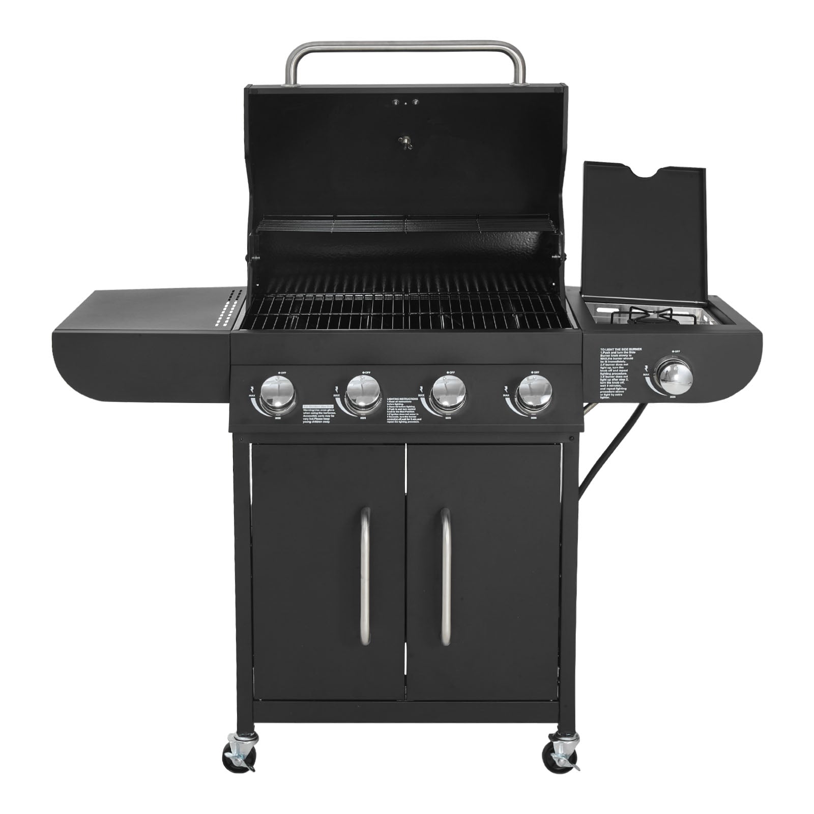 4 Burner Gas Grill - 52,000 BTU Carbon Steel Outdoor BBQ Grills