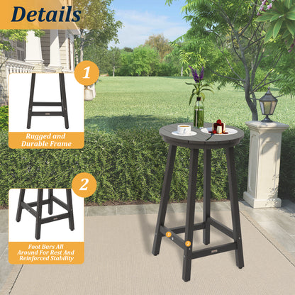 Durable Gray Polypropylene Outdoor Bar Table for Poolside and Garden
