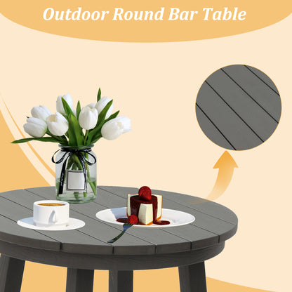 Durable Gray Polypropylene Outdoor Bar Table for Poolside and Garden