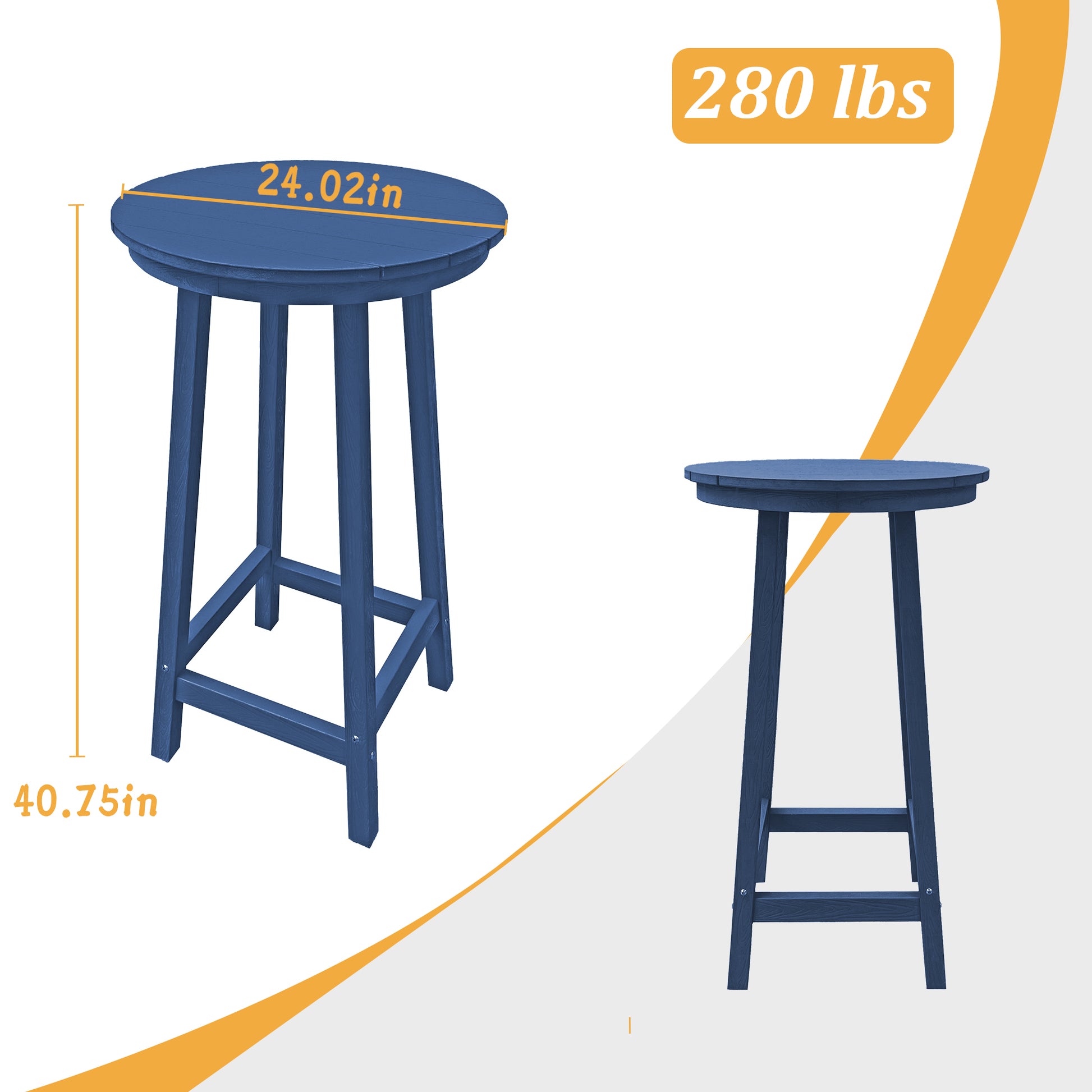 Navy Blue Polypropylene Bar Table - Outdoor Deck Bar
