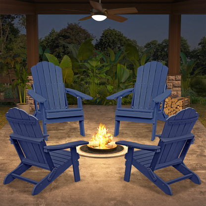 Navy Blue Polypropylene Outdoor Recliner with Cup Holder for Garden