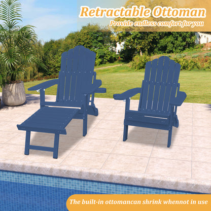 Navy Blue Polypropylene Adirondack Chair - Weather Resistant with Cup Holder