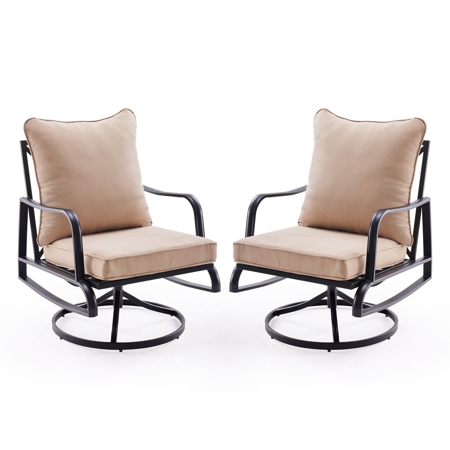 Patio Furniture Set of 2, Outdoor Swivel and Rocking Patio Chairs with 4" Thick Cushions, Bistro Set for Porch, Balcony, and Backyard