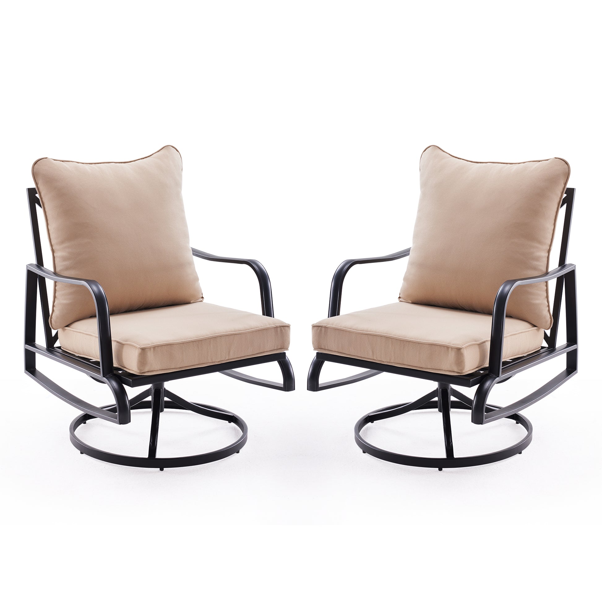 Patio Furniture Set of 2, Outdoor Swivel and Rocking Patio Chairs with 4" Thick Cushions, Bistro Set for Porch, Balcony, and Backyard