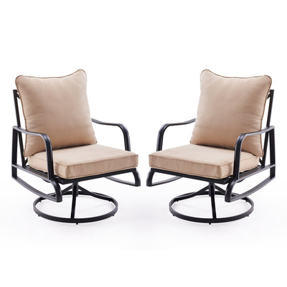 Patio Furniture Set of 2, Outdoor Swivel and Rocking Patio Chairs with 4" Thick Cushions, Bistro Set for Porch, Balcony, and Backyard