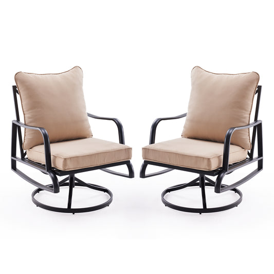 Patio Furniture Set of 2, Outdoor Swivel and Rocking Patio Chairs with 4" Thick Cushions, Bistro Set for Porch, Balcony, and Backyard