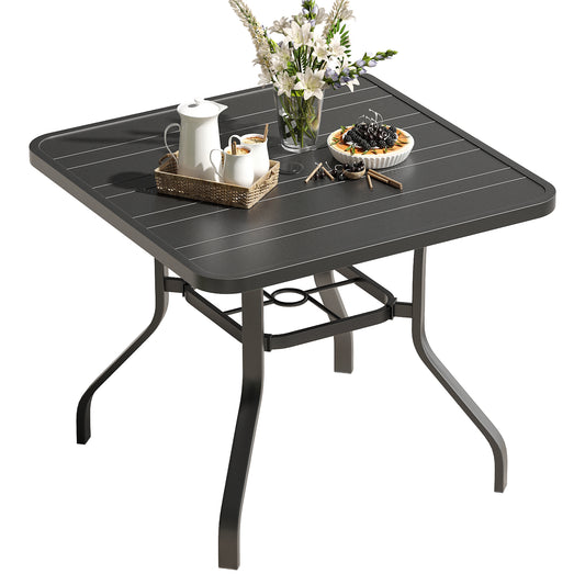 Patio Dining Table 35"x35", Square Outdoor Dining Table with 1.57" Umbrella Hole, Metal Outdoor Furniture for Patio, Graden, Backyard and Poolside, Weather-Resistant
