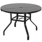 Round Outdoor Dining Table, 41" Round Patio Table Wood-Like Grain with 1.57" Umbrella Hole, Metal Outdoor Dining Tables for Backyard and Poolside
