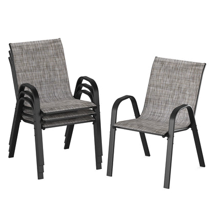 Stackable Outdoor Dining Chairs Set of 4, Textilene Patio Chairs with Powder-Coated Metal Frame, Ideal All Weather Outdoor Armchair for Backyard, Balcony and Poolside