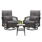 3-Piece Patio Furniture Set, Wicker Outdoor Bistro Set Swivel Glider Patio Chairs x 2 with Cushions, Side Table x 1, High Back All-Weather Rattan Outdoor Furniture for Porch, Backyard