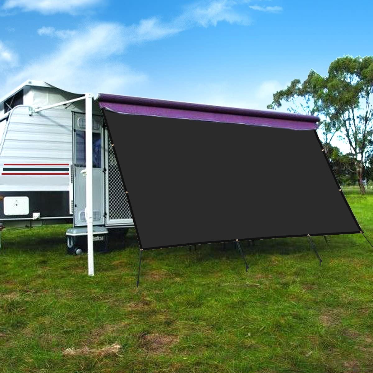 8 ft Black Fabric Shade Panel for Poolside or Garden Use