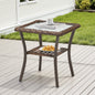 Outdoor Wicker Side Table,20x20x20 inch All Weather Rattan Small Patio Table Square End Table for Pool Balcony Deck Porch, Brown