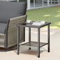 Outdoor Wicker Side Table, 22x18x18 inch All Weather Rattan Small Patio Table Square End Table for Pool Balcony Deck Porch Lawn Backyard, Dark Gray