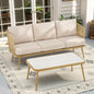 Outdoor Wicker Rattan Patio Furniture All-Weather 3-Seat Sofa with Coffee Table for Garden, Backyard, Porch