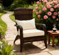 Patio Chair with Rattan Wicker, Soft Cushions, Tall Curved Backrest